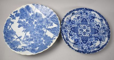 Two Japanese Blue and White Plates