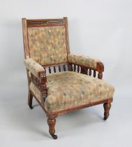An Edwardian Mahogany Framed Upholstered Armchair