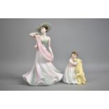 A Coalport Figure, Ladies of Fashion, Summer Days together with a Royal Doulton Figure, Buddy,