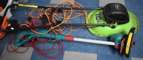 An Electric Bosch Strimmer and a Electric Challenge Mower (unchecked)
