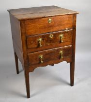 A Late 19th Century Oak Bedside Cabinet with Hinged Top to Storage Section and Two Drawers Under,
