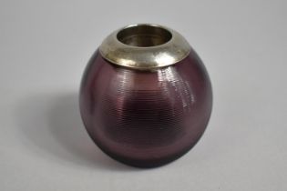 A Silver Topped Aubergine Glass Vesta, both Marked for AJ