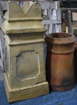 A Castellated Chimney Pot (AF) Together with a Terracotta Example, 77cm and 50cm high