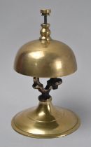 An Edwardian Brass Countertop Reception Bell, Working Order, 13.5cms High