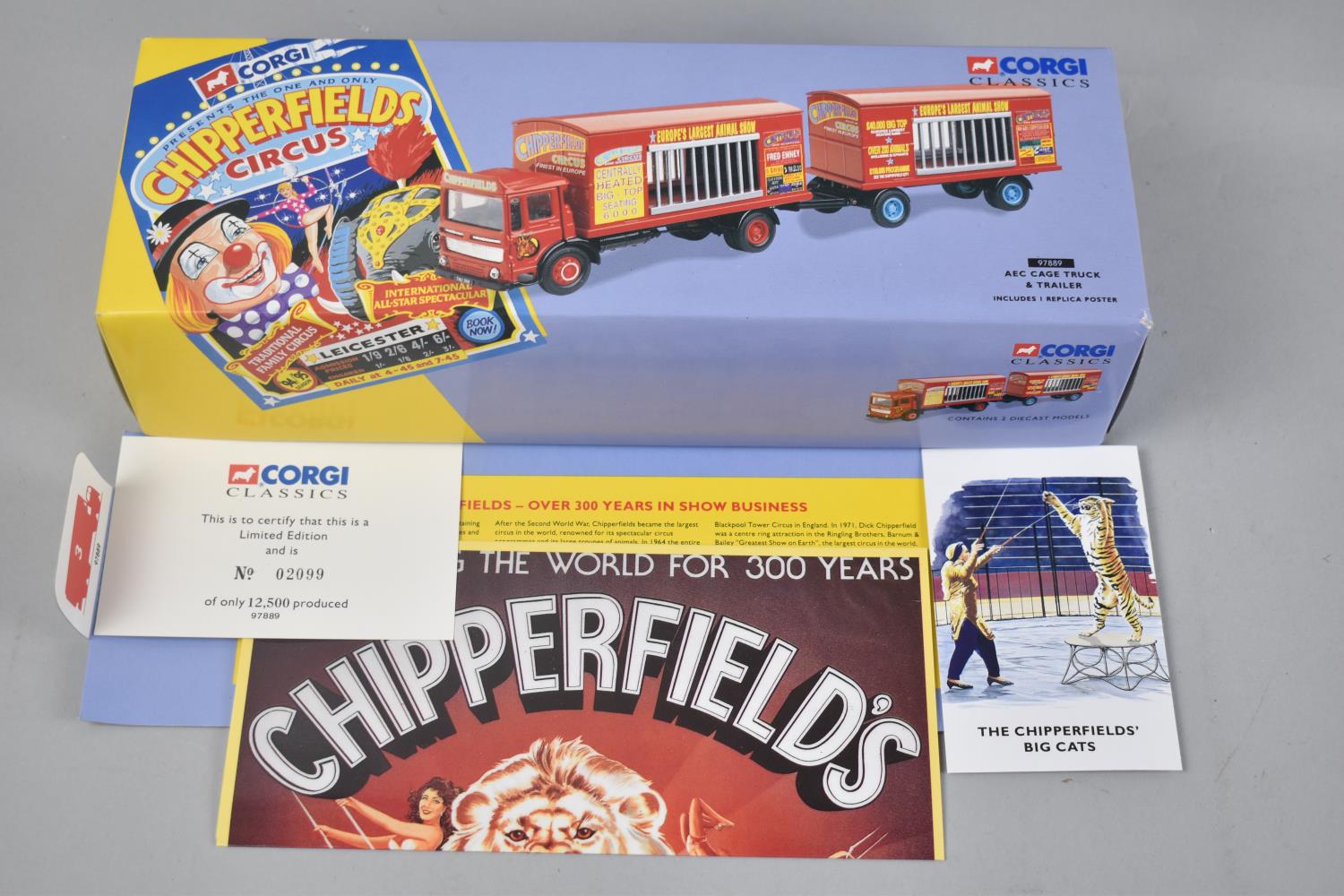 A New Boxed Chipperfield Circus Set AEC Caged Truck and Trailer, No 97889