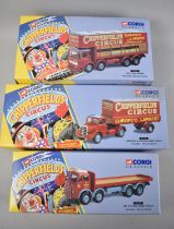 A Collection of Three New and Boxed Chipperfield Circus Corgi Vehicles to comprise ERS 8 Wheel Rigid