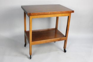 A Mid 20th Century Lift and Twist Two Tier Trolley with Beize Lining, 85cms by 64cms When Open