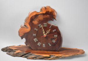 A Mid/Late 20th Century Mantel Clock Formed From Sections of Tree Trunk, Battery Movement, 49cms