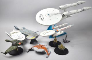 A Collection of Various Star Trek Models to include USS Enterprise, Bird of Prey Etc