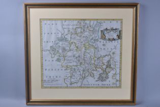 A Framed Robert Morden Map, Worcestershire, Subject 40x36cms