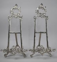 A Pair of French Style Silver Plated Picture or Photo Frame Easels, 41cms High