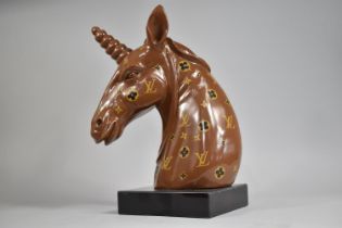 A Modern Reproduction Study of a Unicorn in Louis Vuitton Livery, 46cm high