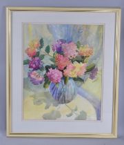 A Framed Watercolour, Still Life Vase of Flowers, Signed Joan Jones, 37x47cms