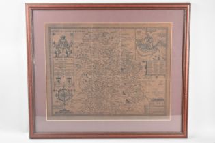 A Framed John Speed Map, Shropshyre, Subject 48x36.5cms