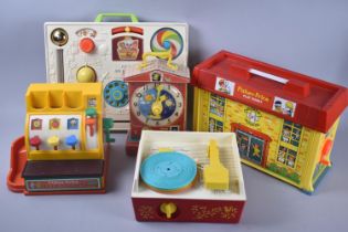 A Collection of Vintage Fisher Price Childrens Toys to include Shop Till, Record Player, Activity