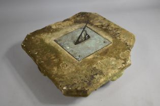 A Square Topped Section of a Carved Stone Sundial, 38cm Square, One Corner with Loss