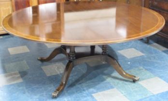 A Large Circular Mahogany Dining Table with Crossbanded Border, 184cm Diameter