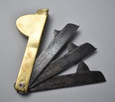 A 19th century Brass and Iron Veterinary Fleam with Three Blades, 12cs Long