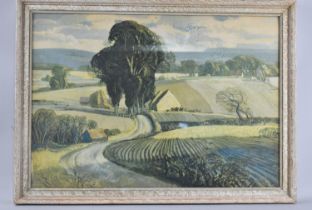 A Framed Rowland Hilder Print, An English Landscape 1936, Subject 60x47cms