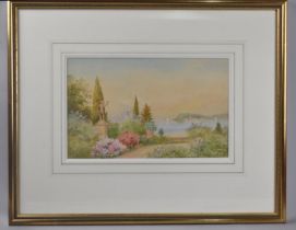 A Framed Watercolour Depicting Italian Lake Signed R Walker, 33x21cm