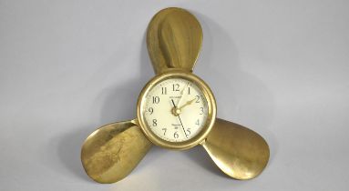 A Modern Brass Novelty Wall Clock in the Form of a Boat Propellor by Nauticalia, 25cms Diameter