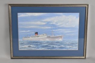 A Framed Watercolour of the Ship Edinburgh Castle Signed James Gardiner, 39x25cm