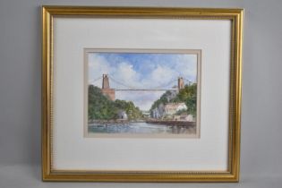 A Small Gilt Framed Watercolour Depicting Menai Bridge, 18x14cm