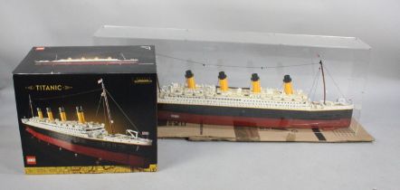 A Lego Built Kit, Titanic, Number 10294 with Perspex Cover but No Base, (Unchecked For Completeness)