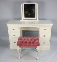 A Corndell Bedroom Dressing Table with Mirror and Stool, 125cm Wide