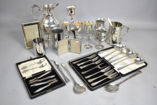 A Collection of Various Silver Plated and Other Items to comprise Indian Engraved Jug, Goblets,