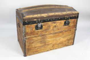 An Early 20th Century Wooden Banded Dome Trunk, 81cm Wide