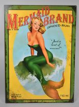 A Reproduction Re-printed Advertising Sign on Tin Mermaid Brand Spiced Rum, 70x50cm