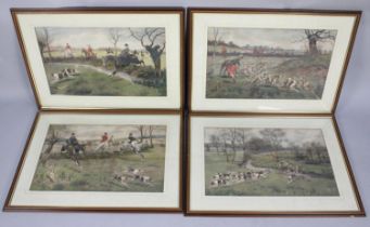 A Set of Four Hunting Prints by G D Rowlandson, Subject 60x38.5cm