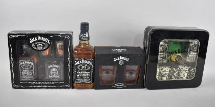 A Collection of Jack Daniels Whisky, Glasses, Poker Set