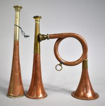Two Vintage British Hunting Horns and a French Example