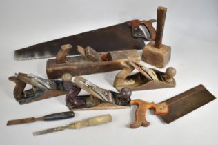 A Colletion of Various Vintage Tools to Comprise Saw, Planes etc