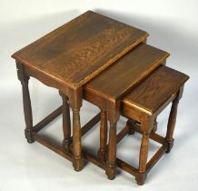 A Mid 20th Century Oak Nest of Three Tables, 48cms wide