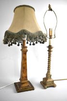 Two Gilt Decorated Modern Table Lamps, One with Shade, 51cms High