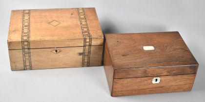 Two Late 19th/Early 20th Century Workboxes, Rosewood Example with Removable Tray Containing