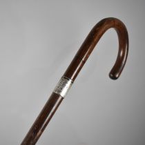 A Silver Mounted Walking Cane by Jonathan Howell, Hallmarked Birmingham 1919 and Inscribed "GPH