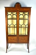 An Edwardian Inlaid Mahogany Display Cabinet, 88cms Wide