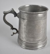 A Far Eastern Glass Bottomed Pewter Tankard with Finely Engraved Decoration, 10cm High