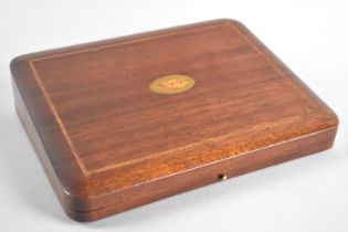 An Edwardian Inlaid Mahogany box with Sloping Hinged Lid, 22cms Wide