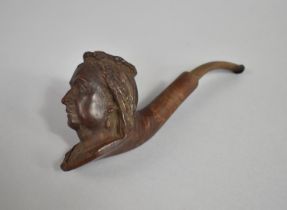 A Carved Briar Pipe, Mask of Queen Victoria, 17cms Long