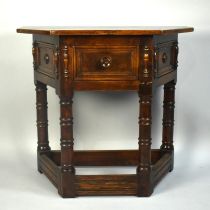 A Mid 20th Century Credence Shaped Table with Turned Supports and Single Central Drawer