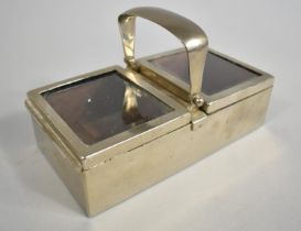 An Edwardian Silver Plated Two Division Cigarette Box with Hinged Glazed Lid, 18cms Wide