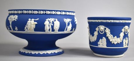 A Wedgwood Jasperware Pedestal Bowl, 13cms High and 20cms Diameter together with a Wedgwood