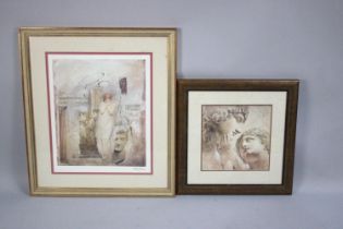 Two Framed Prints on a Classical Theme, Largest 66x75 Overall