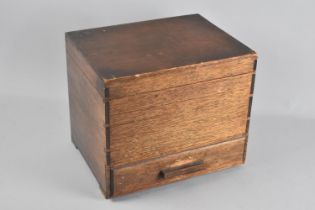 An Edwardian Oak Sewing Box with Hinged Lid and Fitted Three Division Base Drawer, 79.5cms Wide