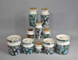 A Collection of Portmeirion 'Tivoli' Geometric Pattern Storage Jars together with a Single '